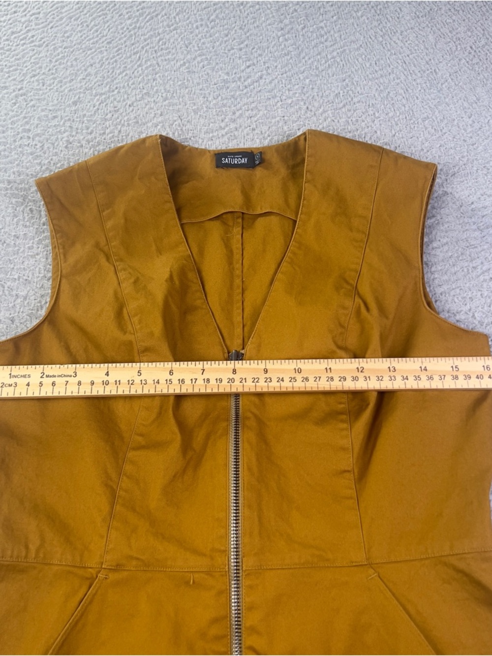 Kate Spade Saturday Dress Womens 8 Brown Tan Front Full Zip Sleeveless Preppy - Picture 10 of 10
